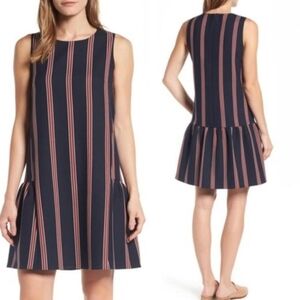 Halogen striped flounce shift dress